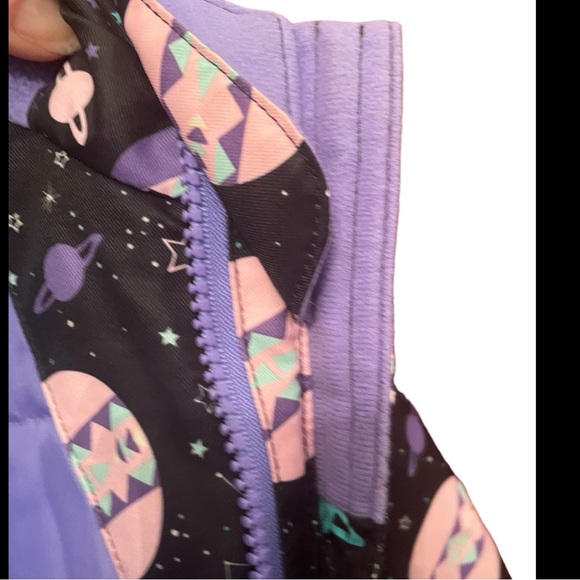 EUC Outer Space Hooded Fleece Lined Water Proof Puffer Snow Jacket Girl’s 4T - Picture 6 of 15